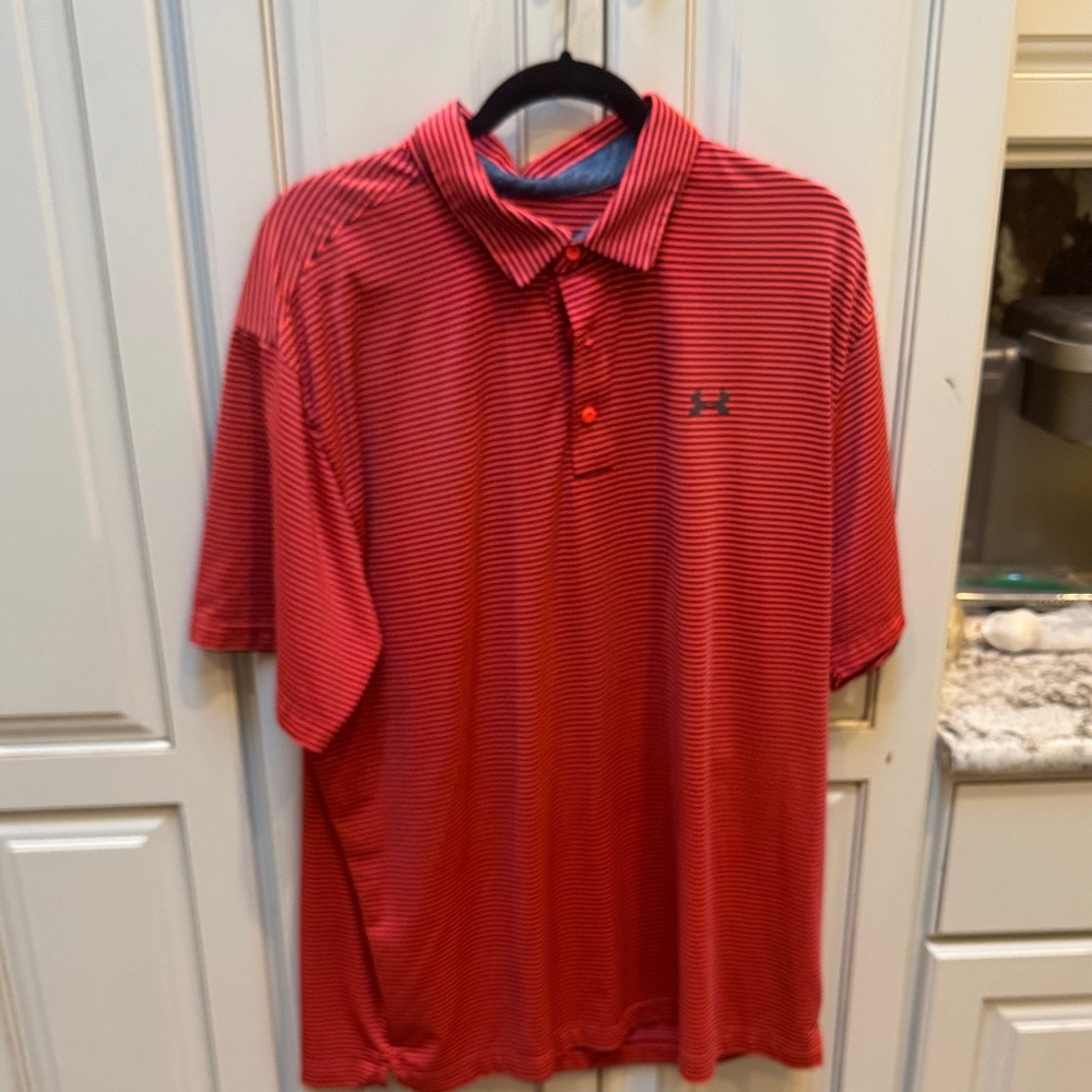 Under Armour Men's Polo in Red and Black Stripes